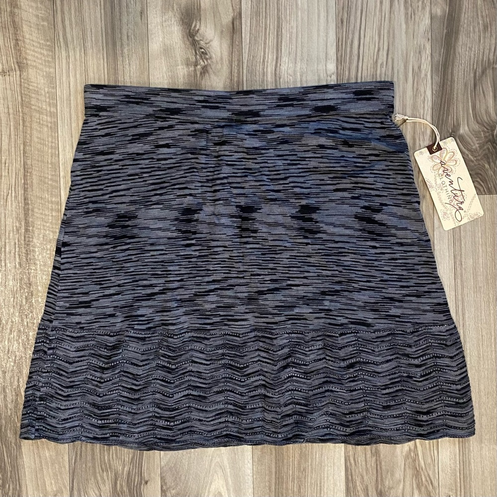 Aventura M Gray/Black Space Dye Stretch Knit A-Line Mini Keltie Skirt NWT